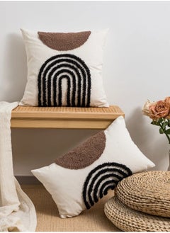 AL-HRAER One Piece Of Embroidered Cotton Cushion Cover with Bohemian Embroidered And Furry Patterns Soft And Elegant And Modern Feeling Without Filling  - Image 2