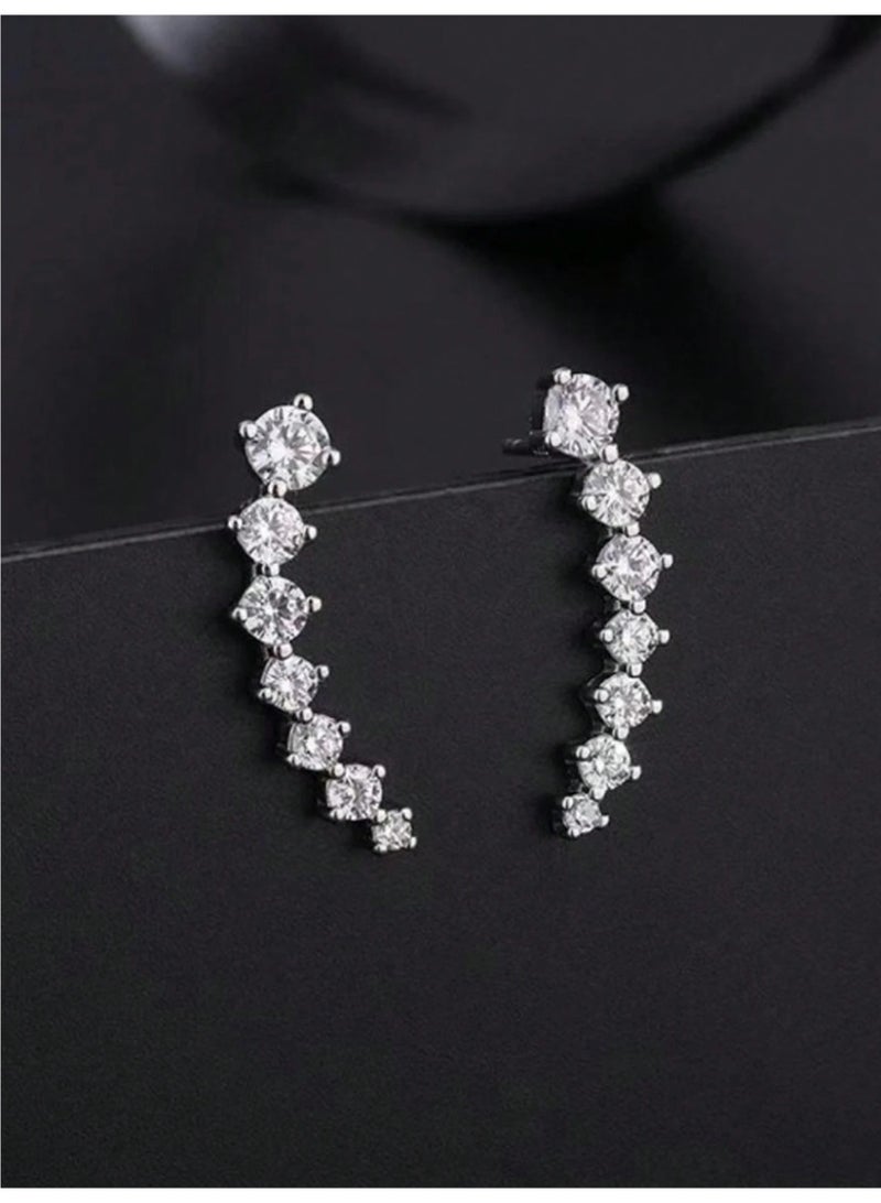 Shein 1 Pair Of Exquisite, Elegant, Luxurious, Sparkling Seven Star Earrings, Fashionable And Casual Style, Jewelry Accessories, Suitable For Women's Daily Wear - Image 2