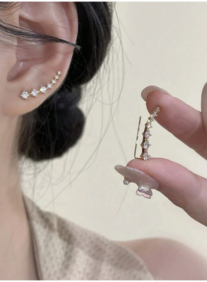 Shein 1 Pair Of Exquisite, Elegant, Luxurious, Sparkling Seven Star Earrings, Fashionable And Casual Style, Jewelry Accessories, Suitable For Women's Daily Wear - Image 1