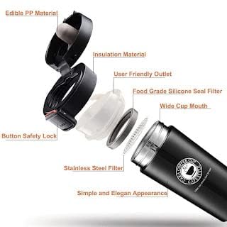 Zipron Zipron Coffee Mug Double Wall Stainless Steel Tumbler Vacuum Flask Bottle Thermo Tea Mug Travel Mug 500ML Tumbler with Flip Lid Mesh Filter Hot and Cold for 6 Hours Black  - Image 3