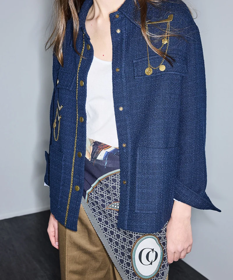 ابيكول Chain Trim Tweed Jacket