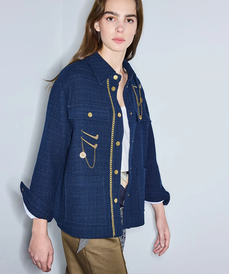 ابيكول Chain Trim Tweed Jacket
