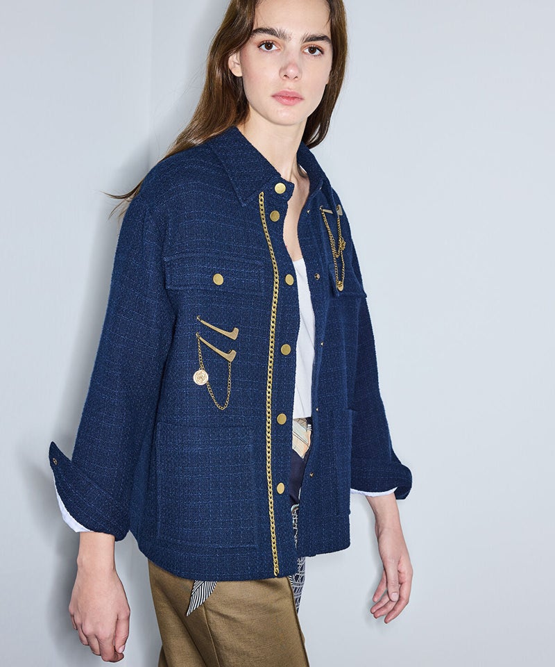 Ipekyol Chain Trim Tweed Jacket - Image 1