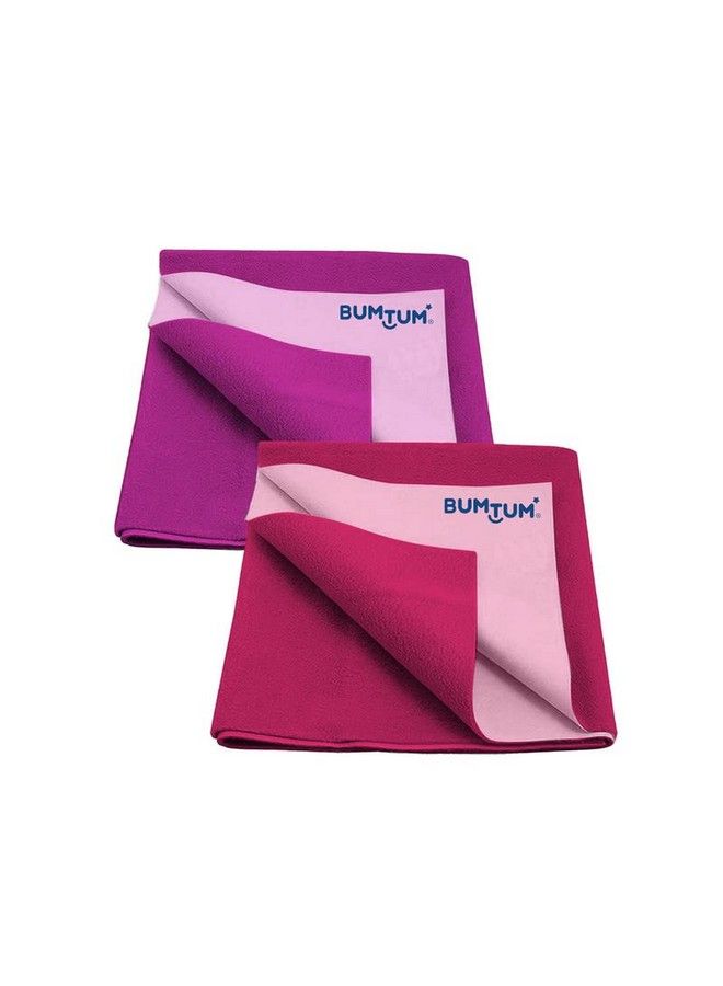Bumtum Baby Dry Sheet Waterproof Soft Fleece Baby Bed Protector ; Antibacterial & Odour Free ; Extra Absorbant Reuseable & Washable (Grape + Hot Pink Combo Large Size 100 * 140Cm Pack Of 2) - Image 2