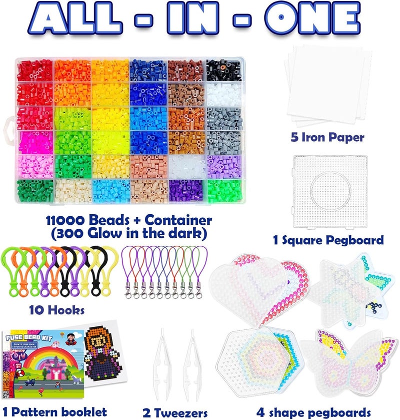 FUNZBO 11000 5mm Fuse Beads Kit - 36 Colors | 66 Patterns, Easter Arts and Crafts for Kids, Teens and Adults, Toys Crafts for Room Decorations, Birthday Easter Gifts for Girls, Boys and Kids Age 5+ - Image 2