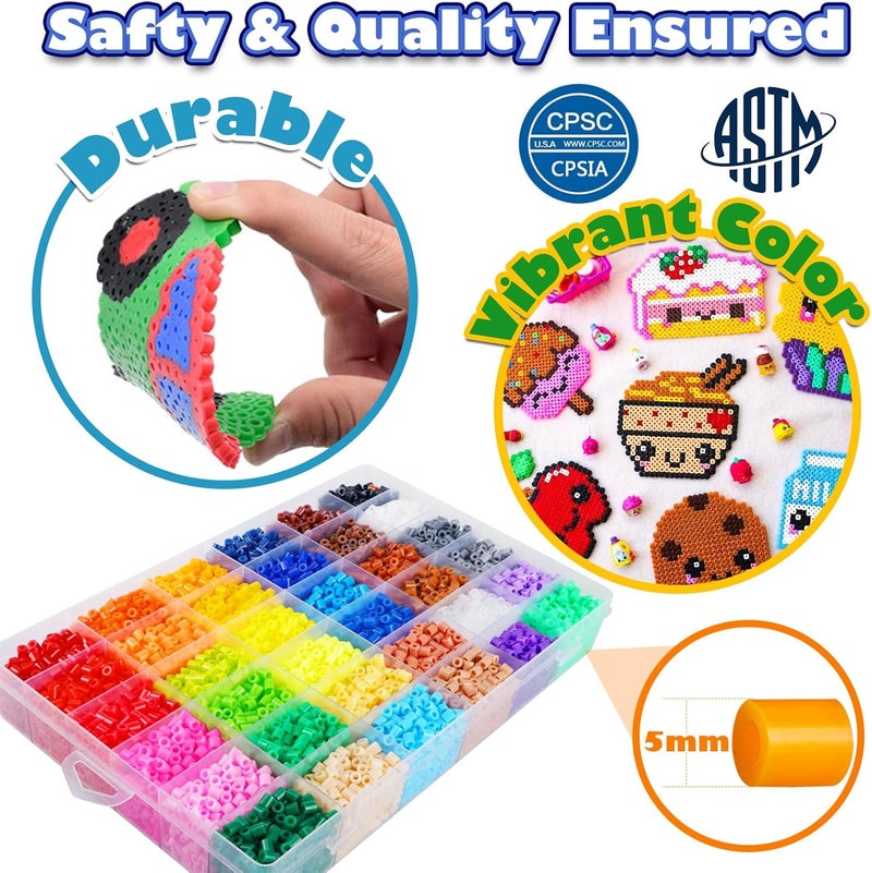 FUNZBO 11000 5mm Fuse Beads Kit - 36 Colors | 66 Patterns, Easter Arts and Crafts for Kids, Teens and Adults, Toys Crafts for Room Decorations, Birthday Easter Gifts for Girls, Boys and Kids Age 5+ - Image 4