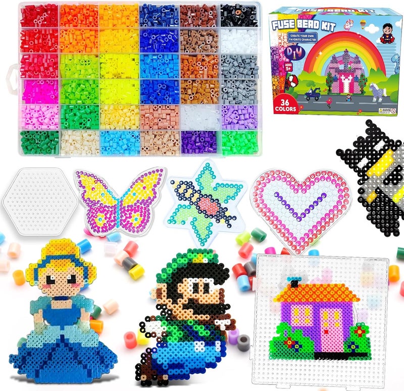 FUNZBO 11000 5mm Fuse Beads Kit - 36 Colors | 66 Patterns, Easter Arts and Crafts for Kids, Teens and Adults, Toys Crafts for Room Decorations, Birthday Easter Gifts for Girls, Boys and Kids Age 5+ - Image 1