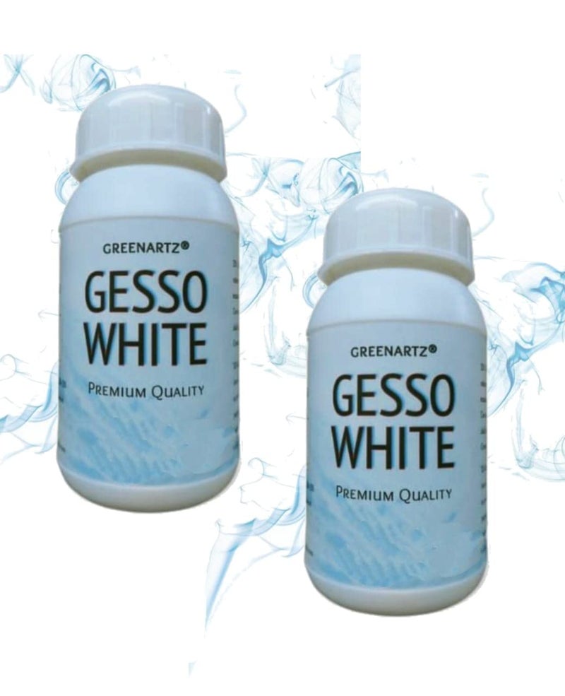 GREENARTZ 2pcs x 250ml GESSO White for Acrylic paintings oil painting Water based non toxic universal Primer Texture Medium for Any Surface