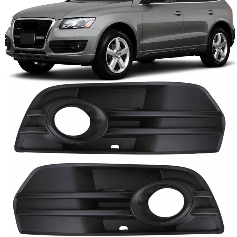 Prefer Warehouse Pair of Front Fog Light Lamp Covers Trim Bezel RH LH Compatible With Audi Q5 Without SLine Package 20092012 Replaces AU1038108 AU1039108 8R0807681A01C 8R0807682A01C BLACK