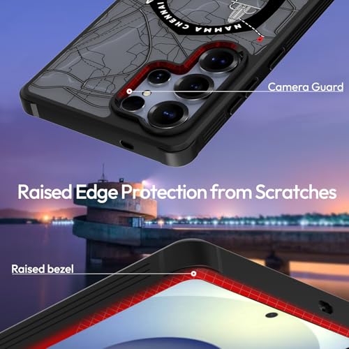 KAPAVER GPS Edition Back Cover Case Compatible with MagSafe, Magnetic Case for Galaxy S25 Ultra (PC+TPU) (Mumbai-Black) - Image 5