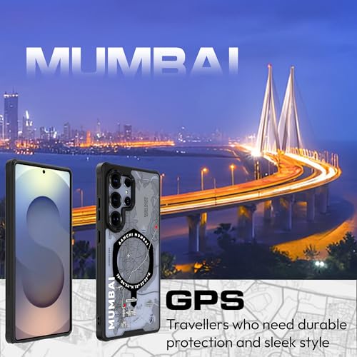KAPAVER GPS Edition Back Cover Case Compatible with MagSafe, Magnetic Case for Galaxy S25 Ultra (PC+TPU) (Mumbai-Black) - Image 3