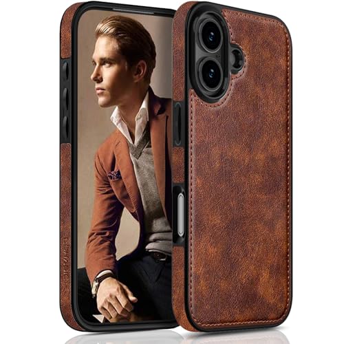 LOHASIC for iPhone 17 Case Vintage Leather Thin Slim Luxury PU Soft Flexible Bumper NonSlip Grip Protective Cover Men Women Phone Case for iPhone 17 63 2025 Retro Brown - Image 1