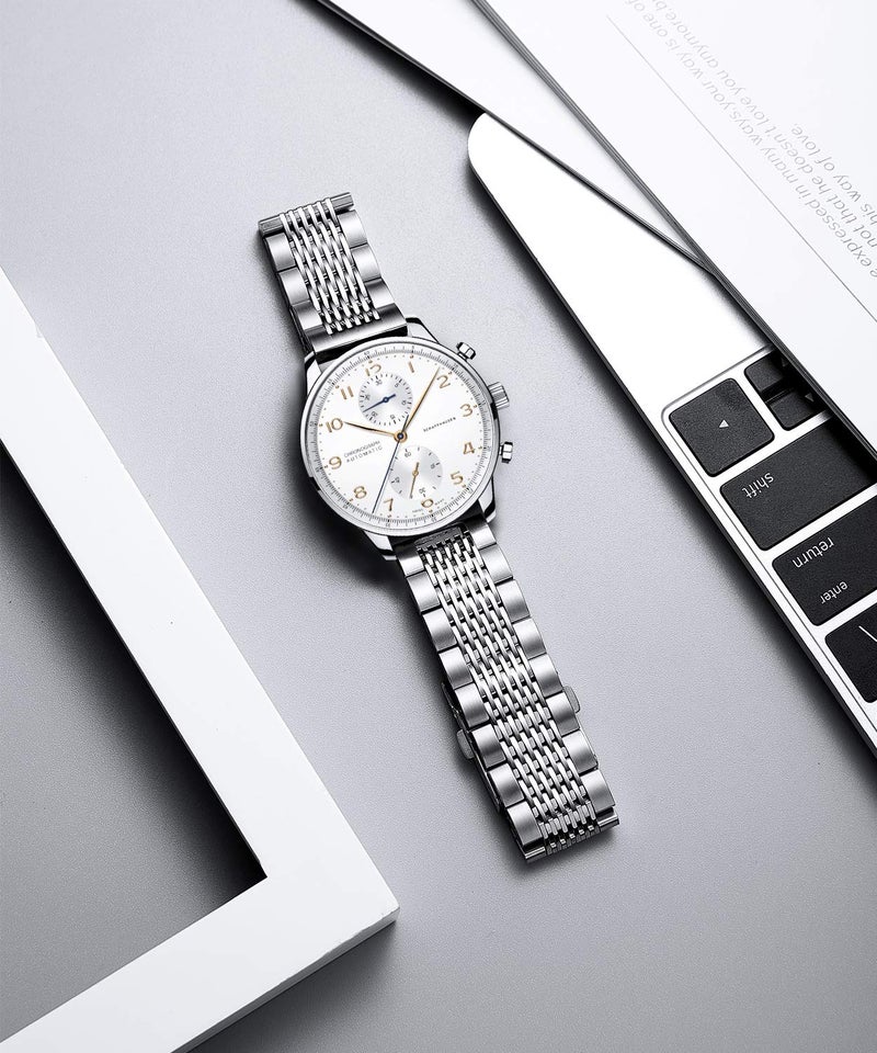 BINLUN Stainless Steel Watch Band, Metal Watch Strap for Men Women Replacement with Double-Lock Deployment Clasp Polished Watch Bracelet Silver Black Gold Rose-gold 18/20/22/24mm - Image 2