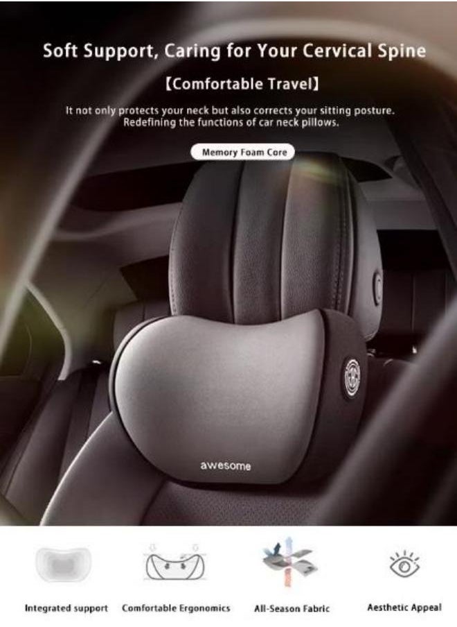 Generic Car Seat Headrest Neck Pillow Ergonomics Car Neck Pillow Durable Neck Pillow Automotive Neck Support Neck Pain Relief Adjustable Neck Pillow Anti-Static Technology Fabric Black Color  - Image 1