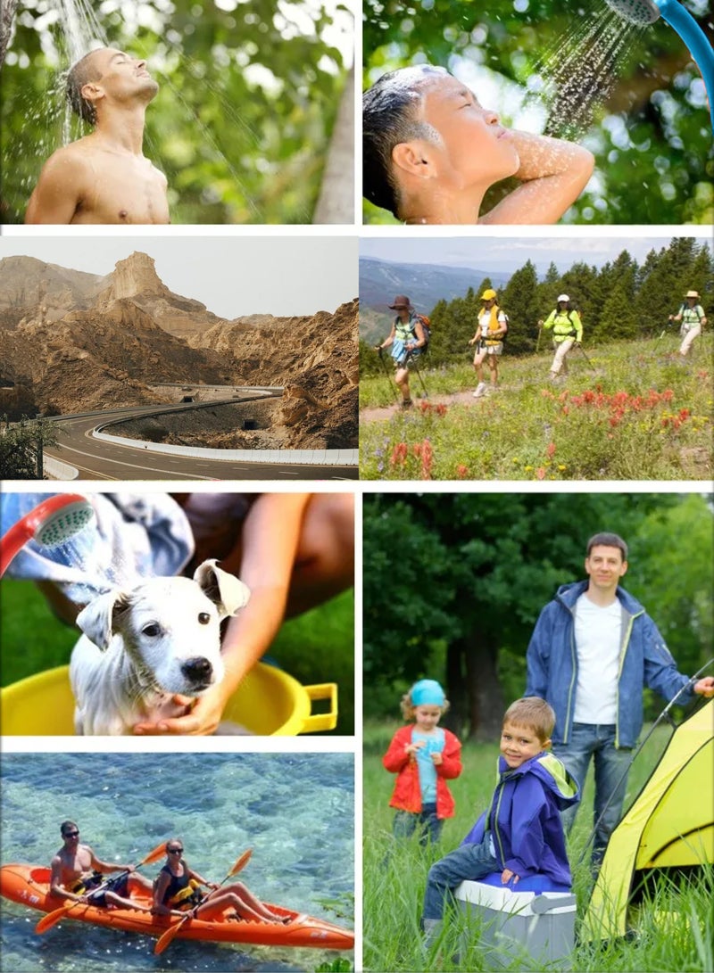 Toshonics Portable Outdoor Shower Kit with Dual Heads, Foldable Bucket, and Rechargeable Pump - Ideal for Camping, Travel, and Outdoor Cleaning - Image 2