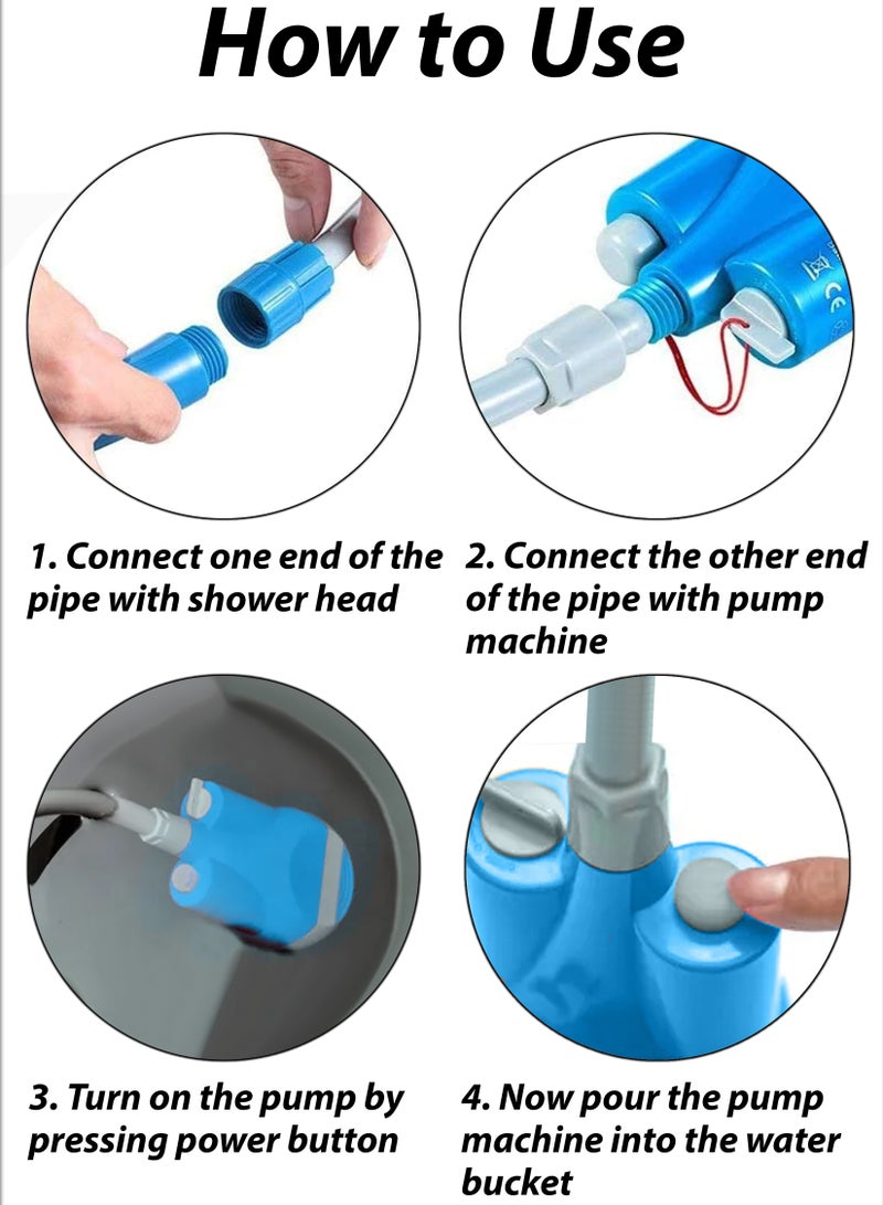 Toshonics Portable Outdoor Shower Kit with Dual Heads, Foldable Bucket, and Rechargeable Pump - Ideal for Camping, Travel, and Outdoor Cleaning - Image 3