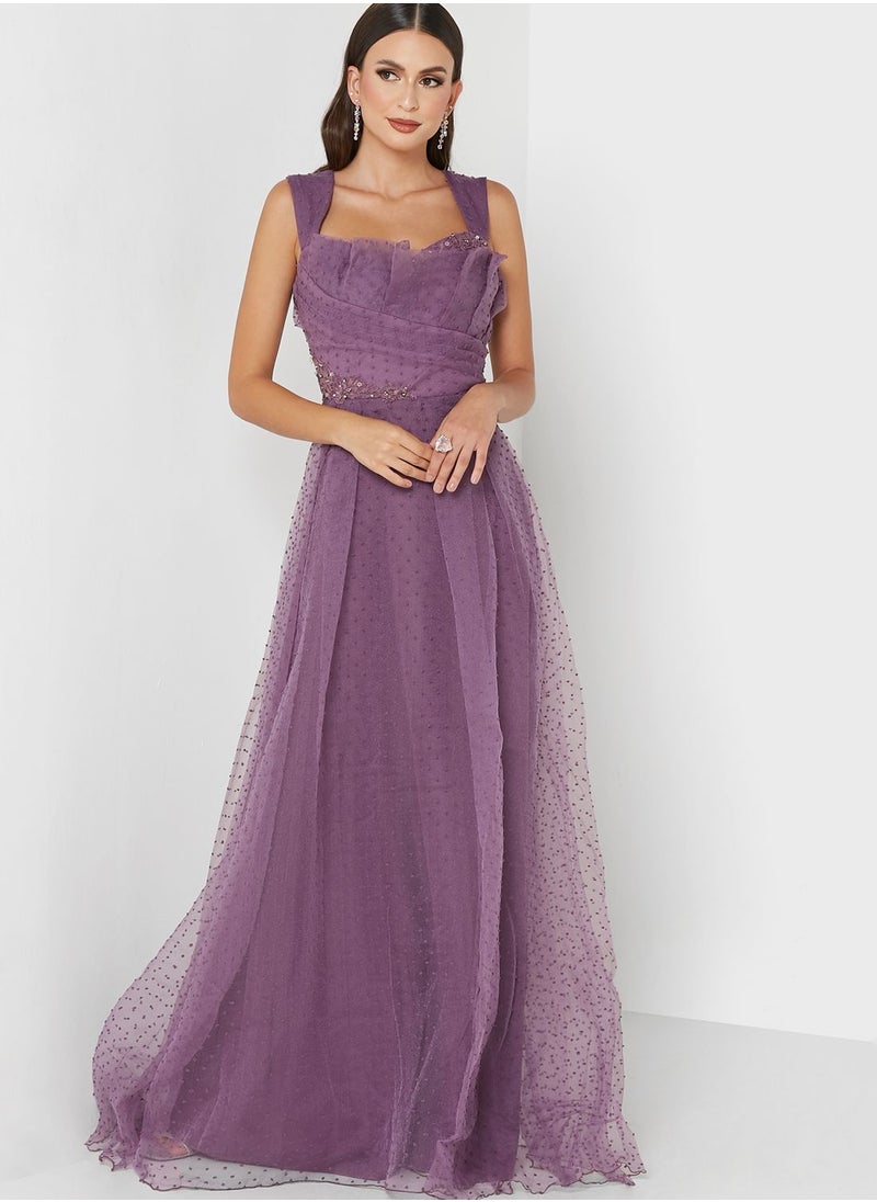 Ella Limited Edition Ruched Detail Tulle Dress  - Image 1