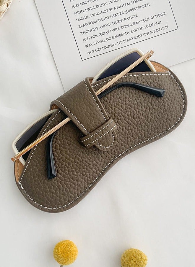 Generic PU Leather Glasses Case Slim Sunglasses Pouch Lightweight Travel Portable Squeeze Top Soft Eyeglasses Cover Holder  - Image 1