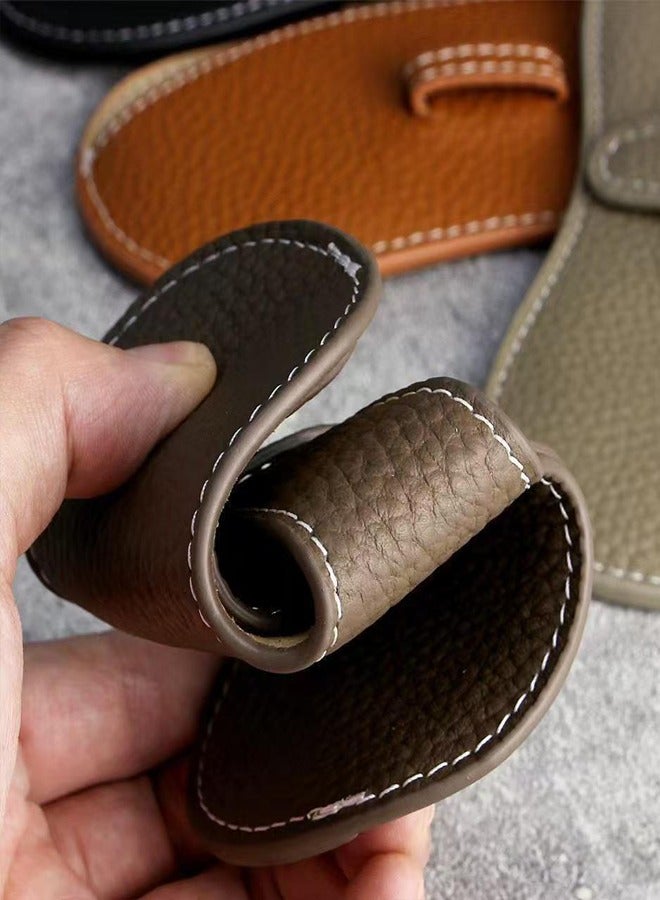 Generic PU Leather Glasses Case Slim Sunglasses Pouch Lightweight Travel Portable Squeeze Top Soft Eyeglasses Cover Holder  - Image 3