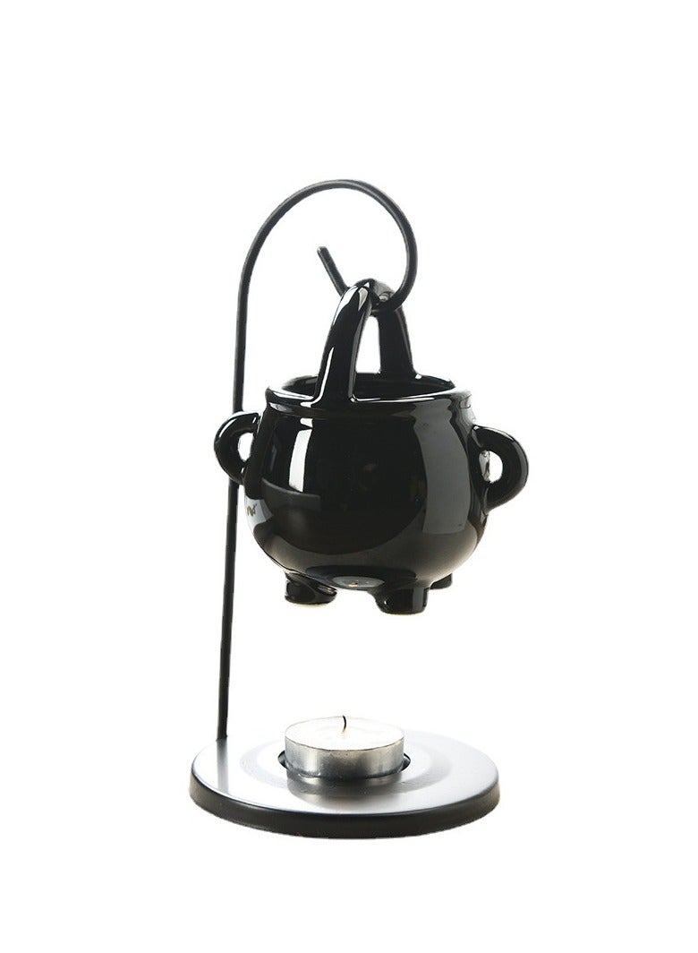 Iron Frame Hook Ceramic Aromatherapy Stove: Soup Cup Water Drop Essential Oil Stove Candle Iron Frame Incense Burner - Image 1