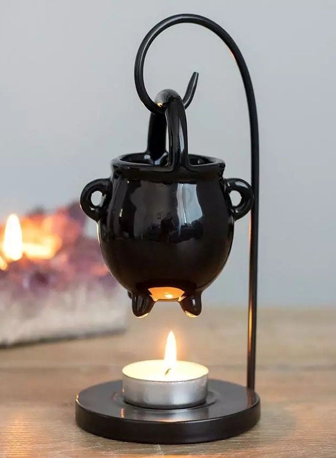 Iron Frame Hook Ceramic Aromatherapy Stove: Soup Cup Water Drop Essential Oil Stove Candle Iron Frame Incense Burner - Image 2