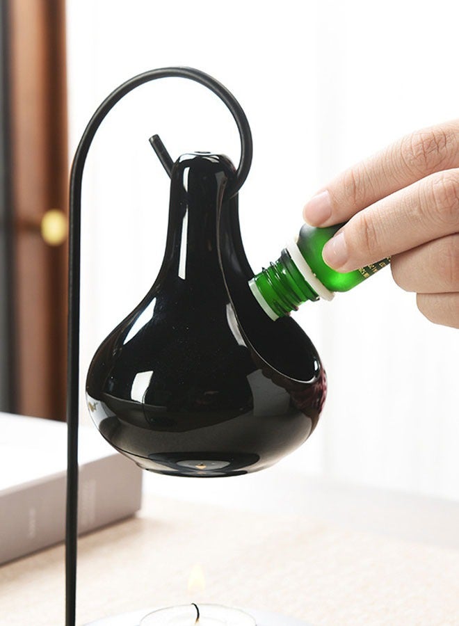 Iron Frame Hook Ceramic Aromatherapy Stove: Soup Cup Water Drop Essential Oil Stove Candle Iron Frame Incense Burner - Image 3