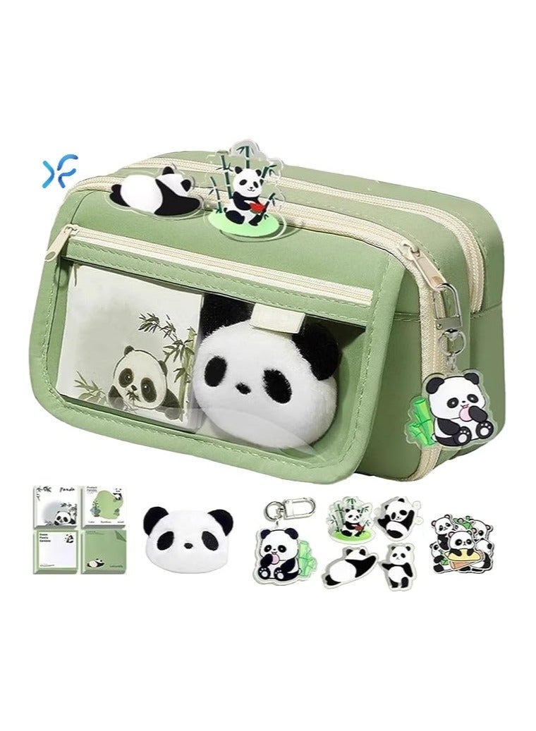 Panda Multi-Layer Pencil Case Set, Large Capacity Pencil Pouch, Cute And Aesthetic Panda Stationery Supplies, Zipper Pouch For Pens - Image 1