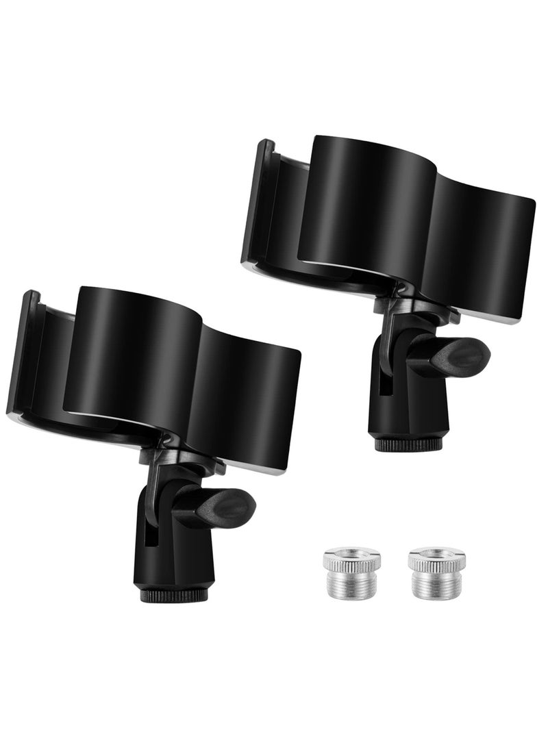SYOSI 2 Pcs Upgraded Mic Clip Holder, Adjustable Microphone Holder for Microphones with Outer Diameter Between 32mm and 60mm, with 5/8" to 3/8" Screw Adapter - Image 1