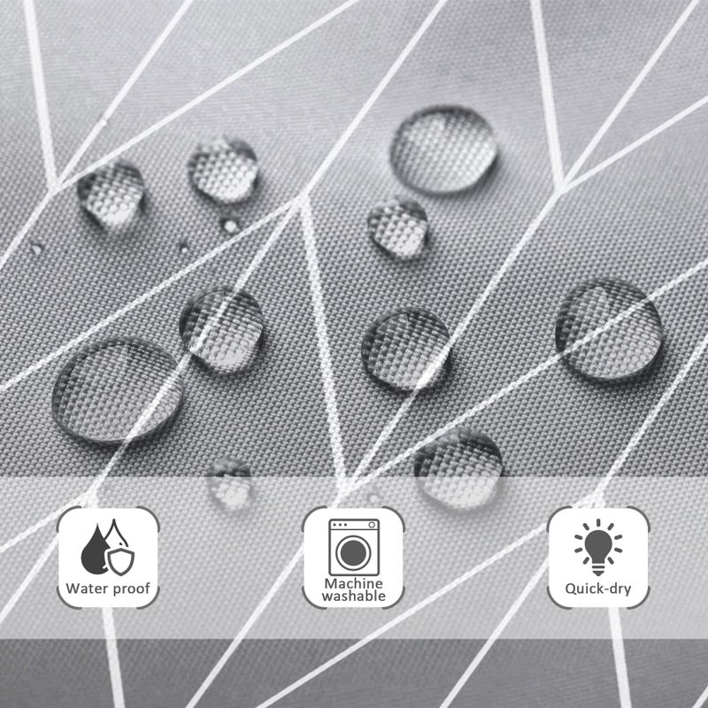 Riyidecor Small Stall RV Shower Curtain Black Grey White Half Ombre Herringbone Chevron 36Wx72H Inch Geometric Modern Narrow Walkin Single Fabric Decor Bathroom Polyester Waterproof 7 Pack Hooks - Image 5