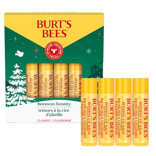 Burt's Bees Burtâ€™s Bees Christmas Gifts, 4 Lip Balm Stocking Stuffers Products, Beeswax Bounty Classic Set - Original Beeswax Moisturizing Lip Balm (Pack of 4) - Image 1