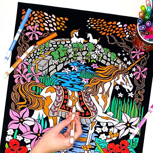 Stuff2Color Unicorn Bridge - Beatiful Fuzzy Velvet Coloring Poster for Kids, Toddlers, and Adults (Arrives Uncolored) - Excellent Arts Crafts Activity, Creative Gift, Sharing Project & More - Image 2