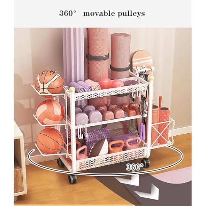 rayihni Ball Storage,Basketball Rack, Football Storage Rack, Stable Sports Equipment Storage Organizer,Sports Storage Rack, Removable Floor-Standing Yoga Mat Display Rack - Image 4