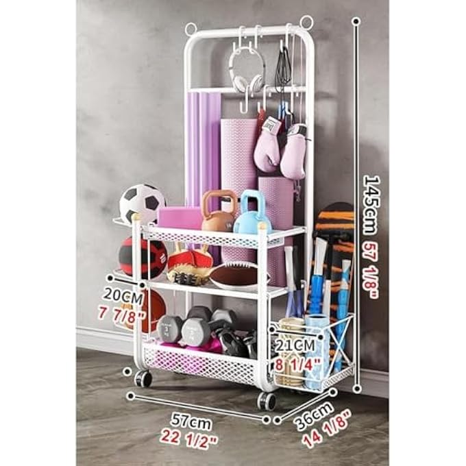 rayihni Ball Storage,Basketball Rack, Football Storage Rack, Stable Sports Equipment Storage Organizer,Sports Storage Rack, Removable Floor-Standing Yoga Mat Display Rack - Image 5