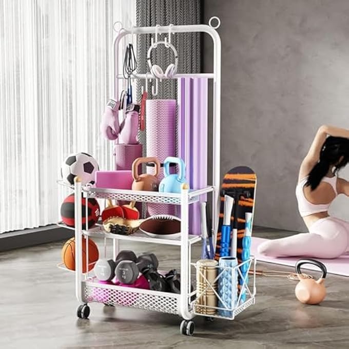 rayihni Ball Storage,Basketball Rack, Football Storage Rack, Stable Sports Equipment Storage Organizer,Sports Storage Rack, Removable Floor-Standing Yoga Mat Display Rack - Image 3