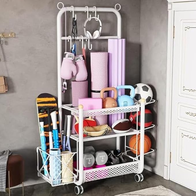 rayihni Ball Storage,Basketball Rack, Football Storage Rack, Stable Sports Equipment Storage Organizer,Sports Storage Rack, Removable Floor-Standing Yoga Mat Display Rack - Image 2