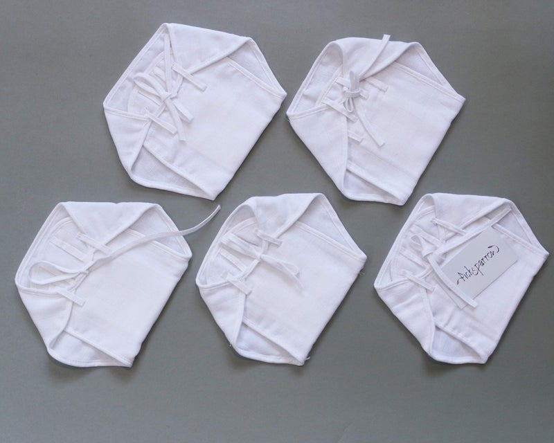 PICKSPARROW Pure Cotton Newborn Baby Clothes/Muslin Nappy/Langot (Pack of 6, Solid White) - Image 4