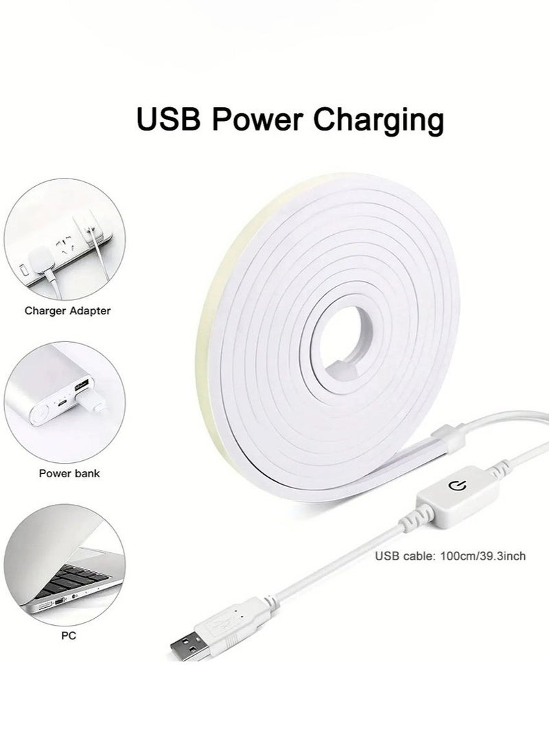 اوليو شريط إضاءة LED مرن دافئ اللون بطول مترين يعمل بمنفذ USB مقاوم للماء إضاءة خلفية فائقة السطوع للتلفزيون والخزائن والديكورات وغرف النوم والمطابخ والمرايا للاستخدام المنزلي واليومي - Image 4