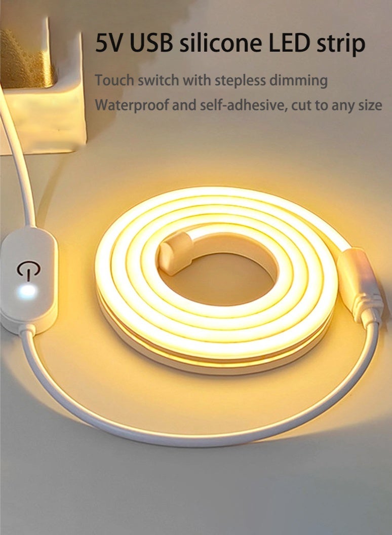 اوليو شريط إضاءة LED مرن دافئ اللون بطول مترين يعمل بمنفذ USB مقاوم للماء إضاءة خلفية فائقة السطوع للتلفزيون والخزائن والديكورات وغرف النوم والمطابخ والمرايا للاستخدام المنزلي واليومي - Image 2