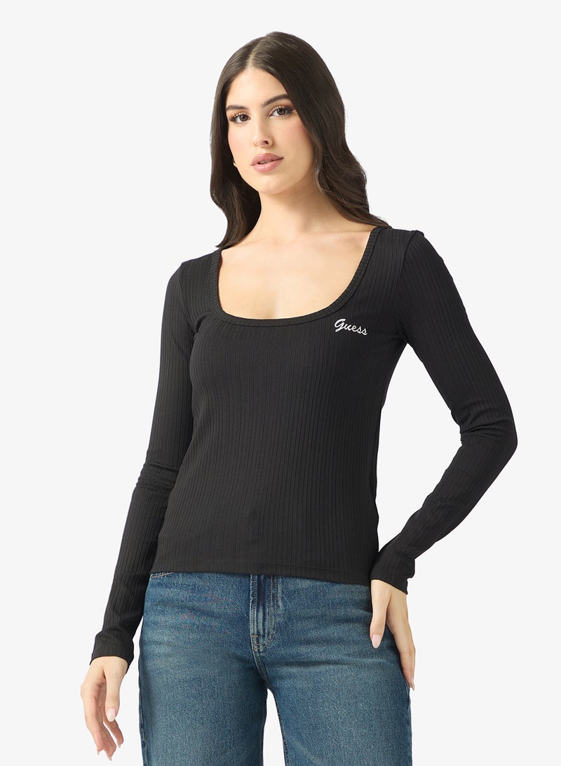 GUESS Fabia Long Sleeve Rib Knitted Top - Image 1