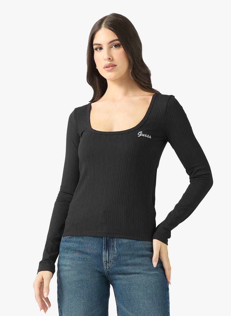 GUESS Fabia Long Sleeve Rib Knitted Top - Image 1