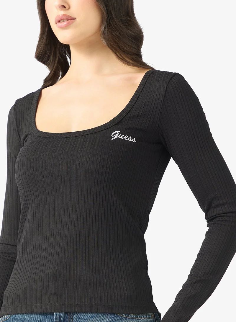GUESS  Fabia Long Sleeve Rib Knitted Top for Women | Best Price UAE