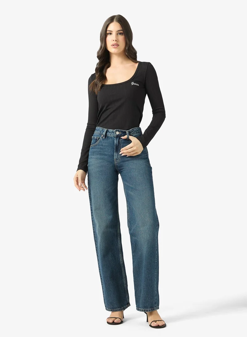 GUESS  Fabia Long Sleeve Rib Knitted Top for Women | Best Price UAE