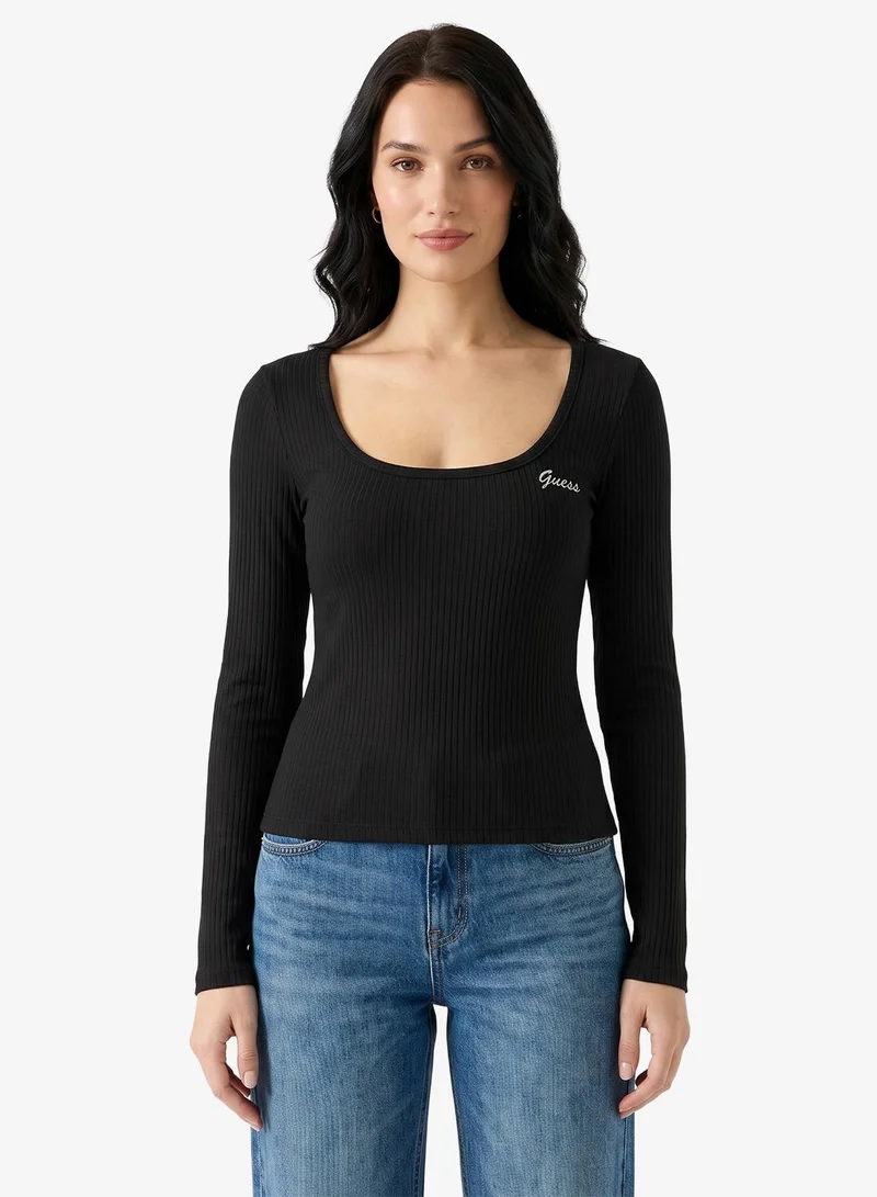 GUESS Fabia Long Sleeve Rib Knitted Top
