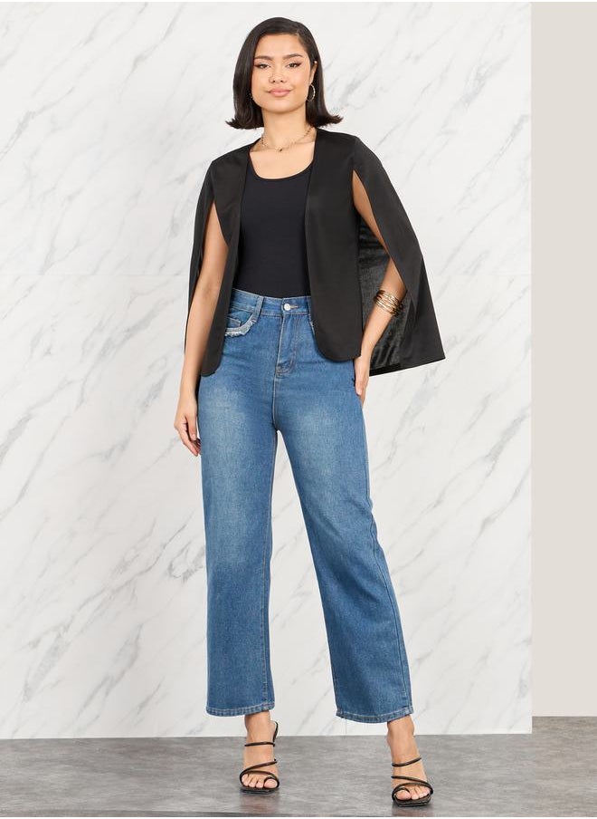 Styli - Slit Sleeves Cape Blazer - Image 1