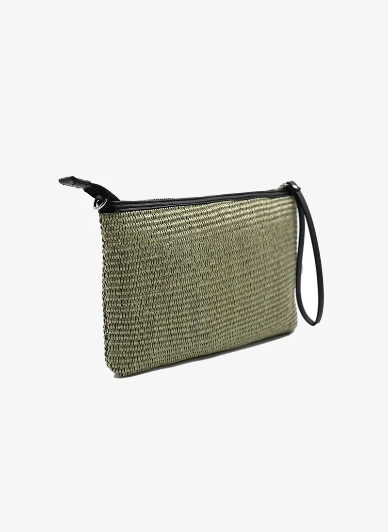Marina Galanti Marina Galanti Women's Aggius Straw-Effect Clutch Bag, Sage Green/Natural