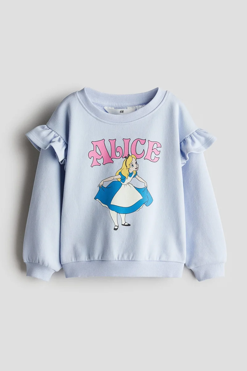 H&M Frill-trimmed printed sweatshirt