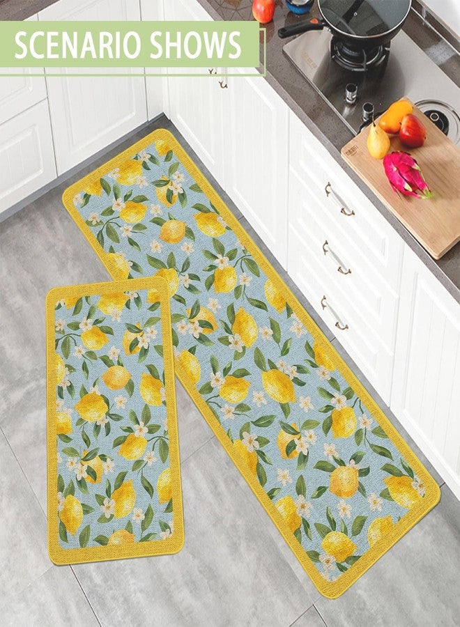 Kuyuayee Lemon Kitchen Mats Set of 2 Non Slip Summer Lemon Kitchen Rugs Seasonal Spring Summer Kitchen Decor Low-Profile Washable Floor Mat 17x47 Inch and 17x29 Inch - Image 5