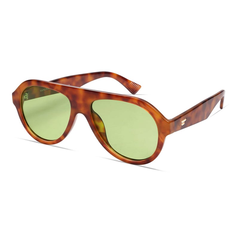 VANLINKER Retro Aviator Polarized Sunglasses for Men Women Trendy 70s Vintage Plastic Frame Sun Glasses VL9750,Tortoise/Green - Image 1