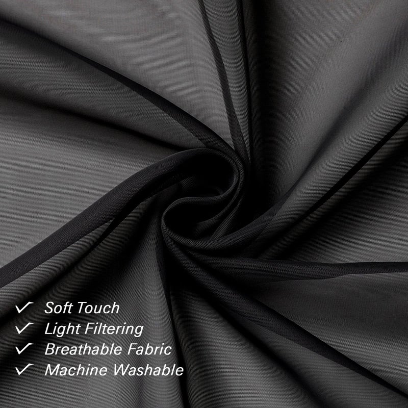 Lecloud Black Sheer Curtains 84 Inches Long 2 Panels, Solid Voile Light Filtering Airy Window Treatments for Living Room Bedroom, Lightweight Breathable Drapes with Dual Rod Pocket, 40" W x 84" L - Image 3