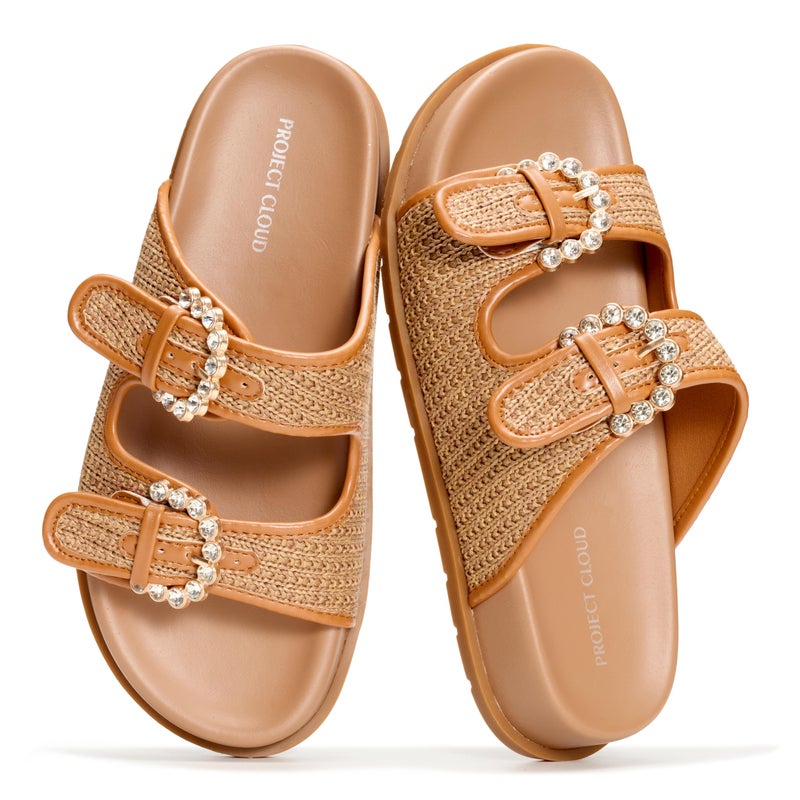 Project Cloud Platform Summer Sandals for Women 2026 - Comfortable and Adjustable Straps Summer Slides - Non-Slip Casual Womens Sandals (Sharl-2, FRBEIRAFF,8M)